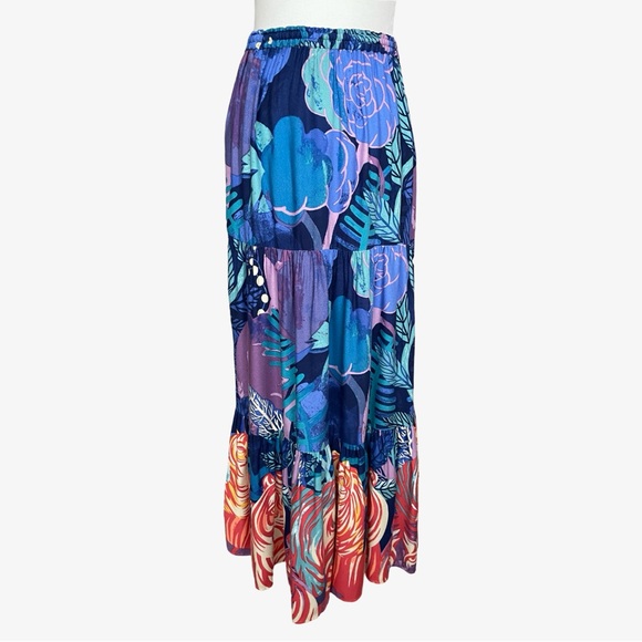 Anthropologie Cecilia Pettersson Bea Tiered Maxi Skirt Blue XS NWT - Picture 7 of 16